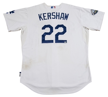 2012 Clayton Kershaw Game Used Home Jersey (A WIN on 10/3 over Giants)(MLB Authenticated)